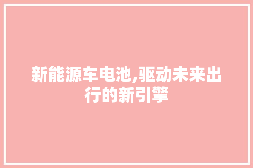 新能源车电池,驱动未来出行的新引擎