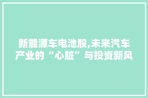新能源车电池股,未来汽车产业的“心脏”与投资新风口