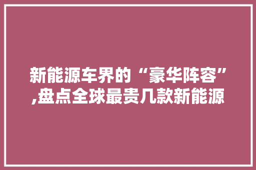 新能源车界的“豪华阵容”,盘点全球最贵几款新能源车型