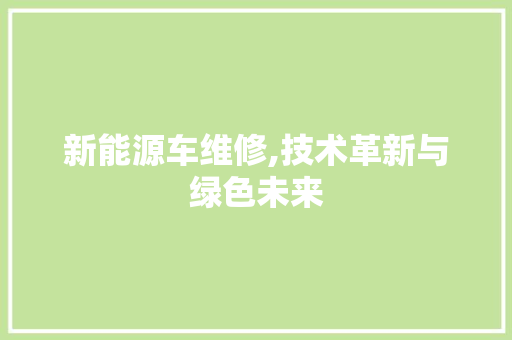 新能源车维修,技术革新与绿色未来