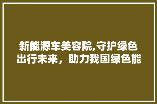 新能源车美容院,守护绿色出行未来，助力我国绿色能源革命