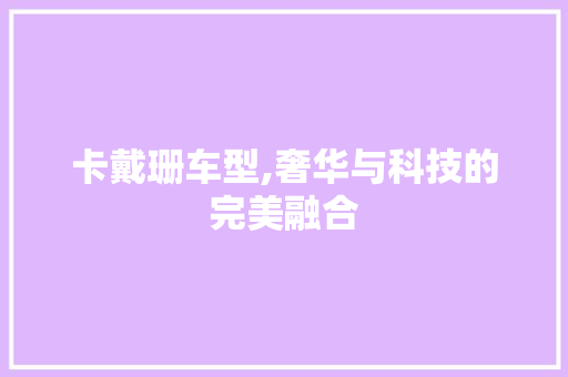 卡戴珊车型,奢华与科技的完美融合 新能源汽车