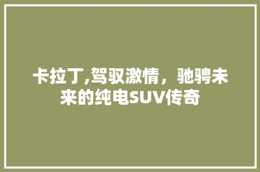 卡拉丁,驾驭激情，驰骋未来的纯电SUV传奇 车灯配件