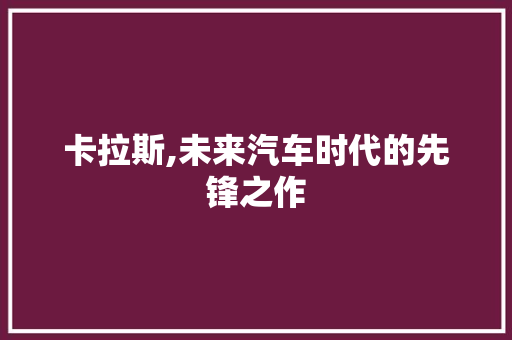 卡拉斯,未来汽车时代的先锋之作