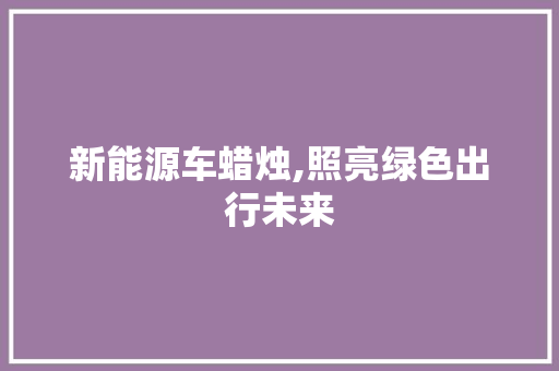 新能源车蜡烛,照亮绿色出行未来