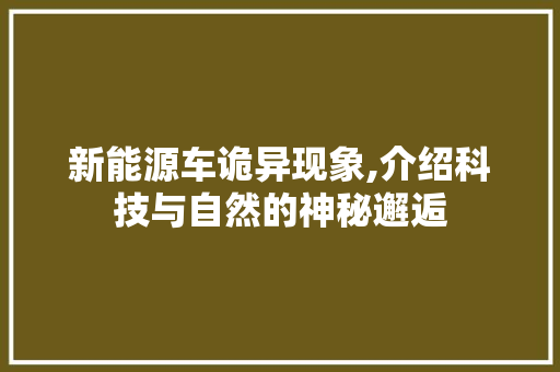 新能源车诡异现象,介绍科技与自然的神秘邂逅