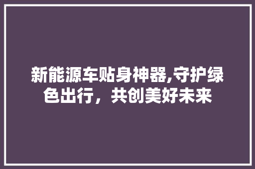 新能源车贴身神器,守护绿色出行，共创美好未来