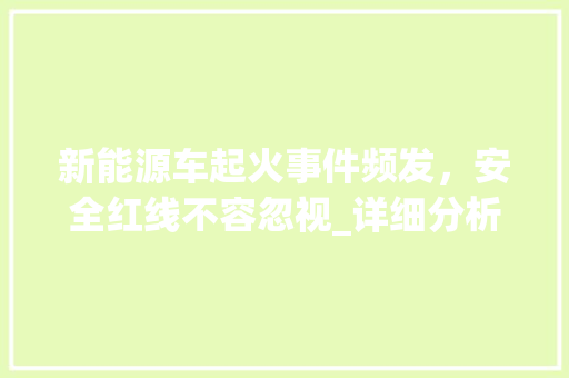 新能源车起火事件频发，安全红线不容忽视_详细分析行业危机与对策