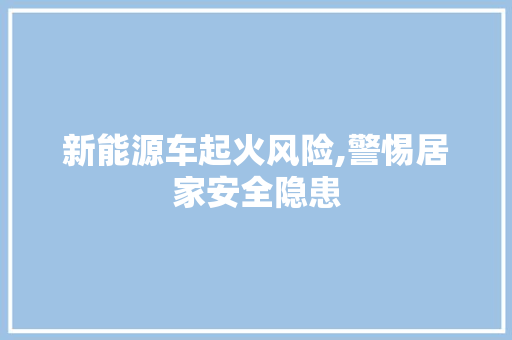 新能源车起火风险,警惕居家安全隐患