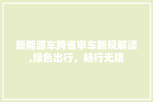 新能源车跨省审车新规解读,绿色出行，畅行无阻