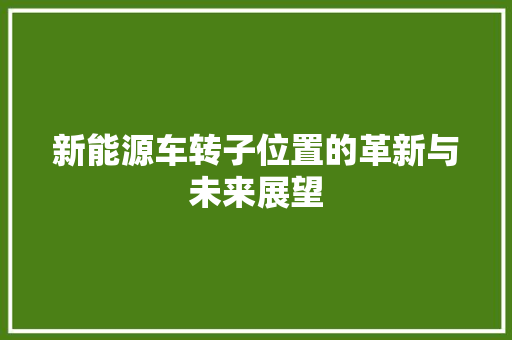 新能源车转子位置的革新与未来展望