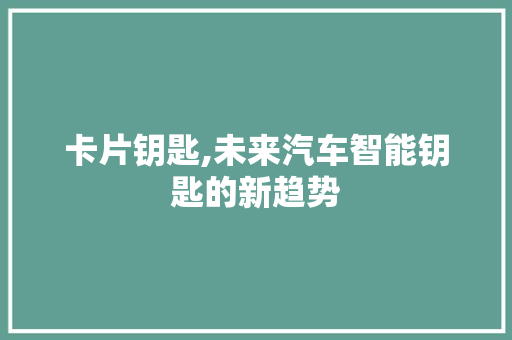 卡片钥匙,未来汽车智能钥匙的新趋势