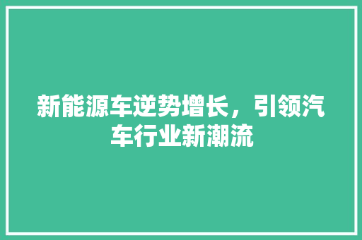 新能源车逆势增长，引领汽车行业新潮流