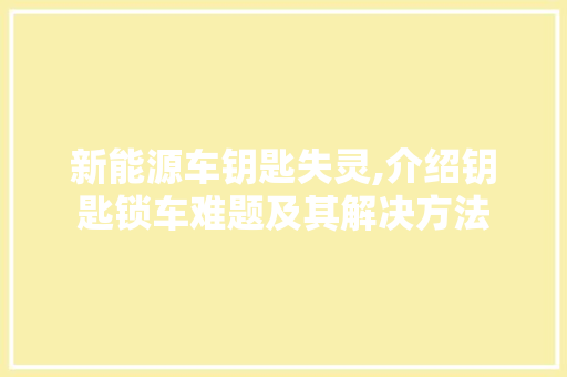 新能源车钥匙失灵,介绍钥匙锁车难题及其解决方法