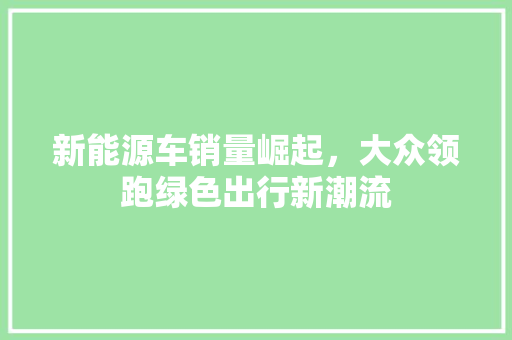 新能源车销量崛起，大众领跑绿色出行新潮流