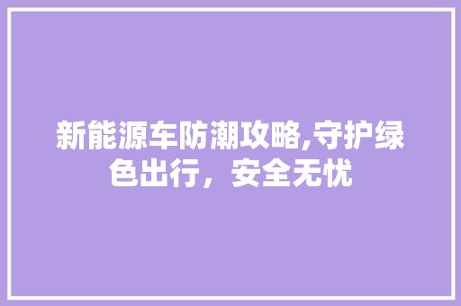 新能源车防潮攻略,守护绿色出行，安全无忧