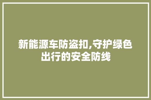 新能源车防盗扣,守护绿色出行的安全防线