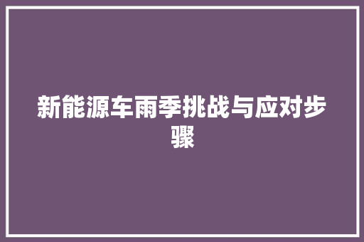 新能源车雨季挑战与应对步骤