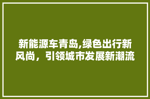 新能源车青岛,绿色出行新风尚，引领城市发展新潮流