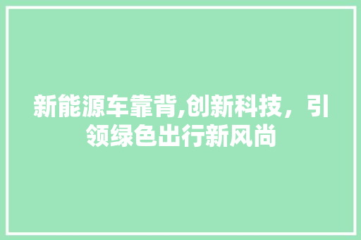 新能源车靠背,创新科技，引领绿色出行新风尚