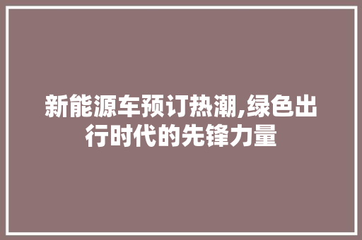 新能源车预订热潮,绿色出行时代的先锋力量