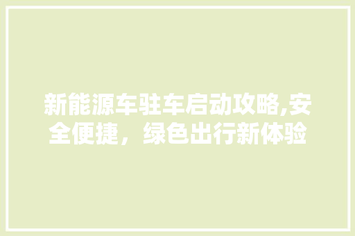 新能源车驻车启动攻略,安全便捷，绿色出行新体验