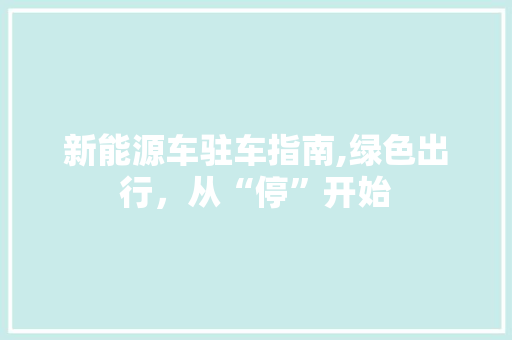 新能源车驻车指南,绿色出行，从“停”开始