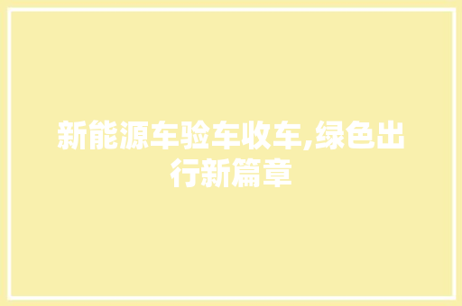 新能源车验车收车,绿色出行新篇章