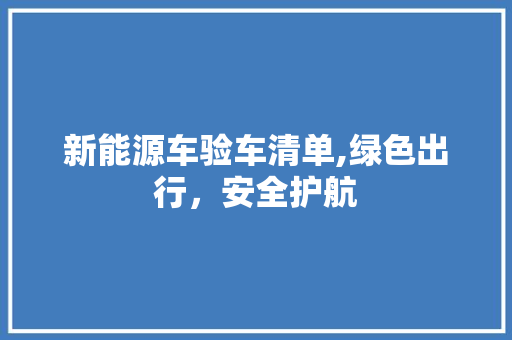 新能源车验车清单,绿色出行，安全护航