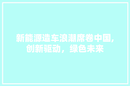 新能源造车浪潮席卷中国,创新驱动，绿色未来