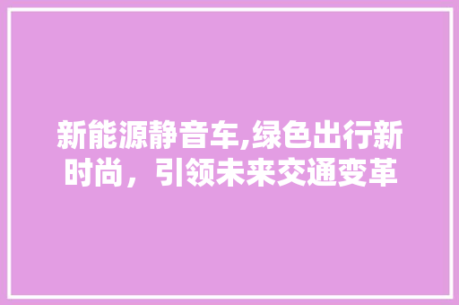 新能源静音车,绿色出行新时尚，引领未来交通变革
