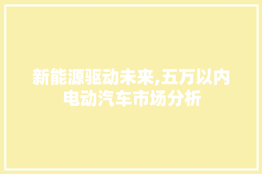 新能源驱动未来,五万以内电动汽车市场分析