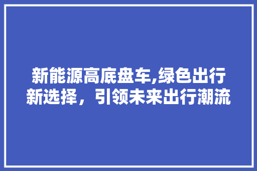 新能源高底盘车,绿色出行新选择，引领未来出行潮流