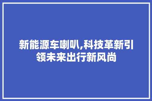 新能源车喇叭,科技革新引领未来出行新风尚