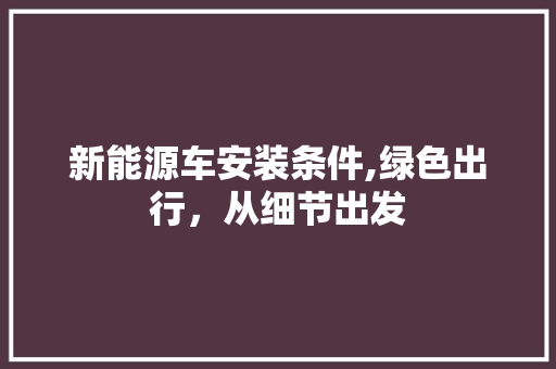 新能源车安装条件,绿色出行，从细节出发