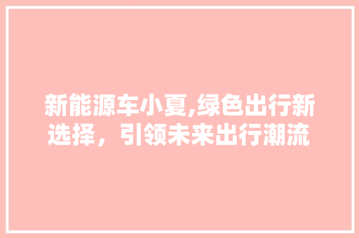 新能源车小夏,绿色出行新选择，引领未来出行潮流