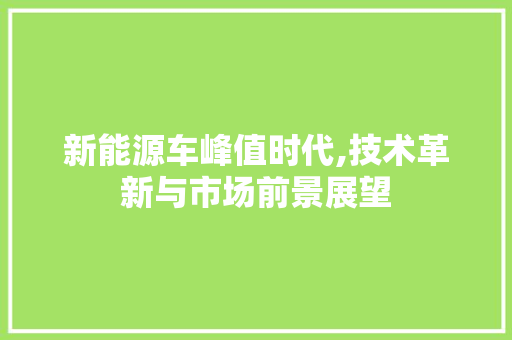 新能源车峰值时代,技术革新与市场前景展望