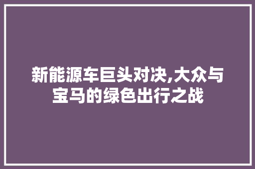 新能源车巨头对决,大众与宝马的绿色出行之战