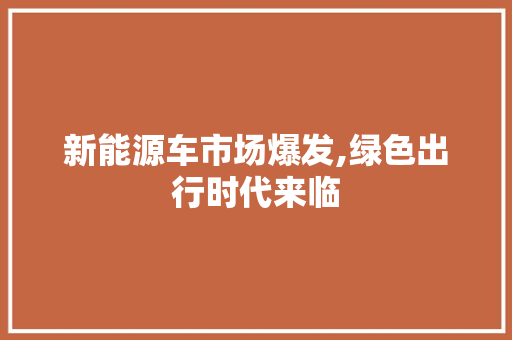 新能源车市场爆发,绿色出行时代来临