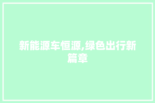 新能源车恒源,绿色出行新篇章 汽车配件