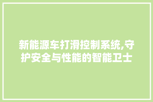 新能源车打滑控制系统,守护安全与性能的智能卫士