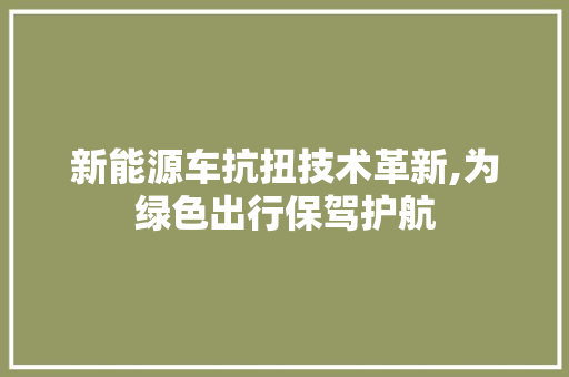 新能源车抗扭技术革新,为绿色出行保驾护航