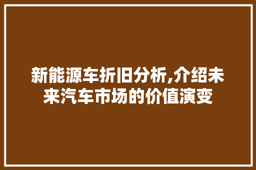 新能源车折旧分析,介绍未来汽车市场的价值演变