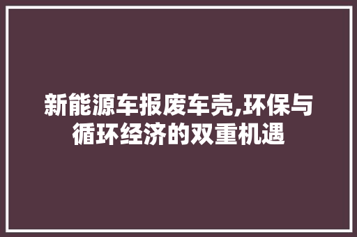 新能源车报废车壳,环保与循环经济的双重机遇