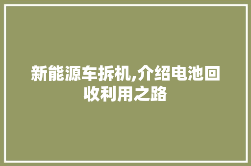新能源车拆机,介绍电池回收利用之路