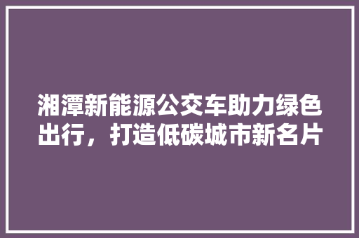 湘潭新能源公交车助力绿色出行，打造低碳城市新名片