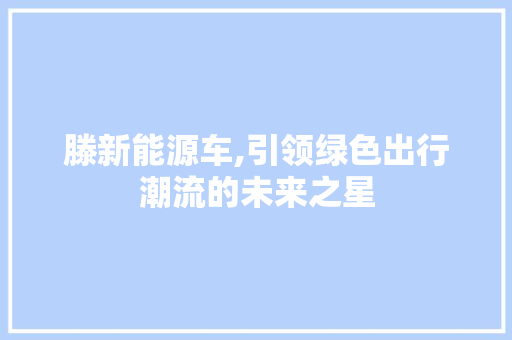 滕新能源车,引领绿色出行潮流的未来之星