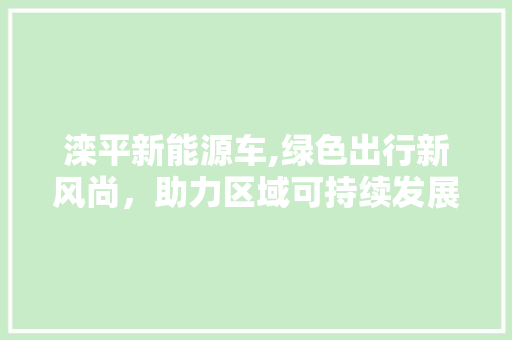 滦平新能源车,绿色出行新风尚，助力区域可持续发展
