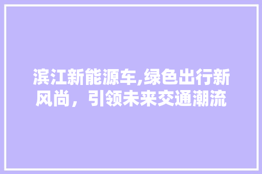 滨江新能源车,绿色出行新风尚，引领未来交通潮流