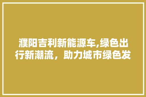 濮阳吉利新能源车,绿色出行新潮流，助力城市绿色发展